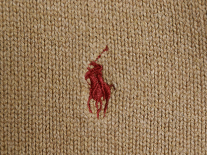 ポロ ラルフローレン ハイネック コットン ニット セーター メンズ M / ヘンリーネック ワンポイント ポニー 刺繍 無地 シンプル ブラウン