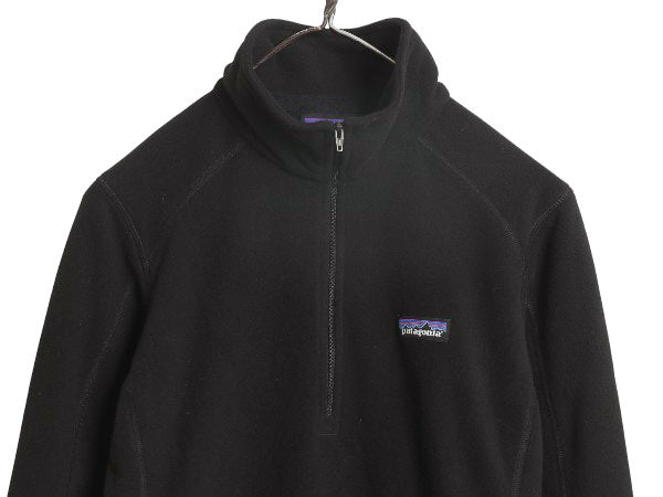 パタゴニア マイクロD ハーフジップ フリース プルオーバー レディース S 古着 19年製 ロンT 長袖 Tシャツ ハイネック アウトドア ブラック