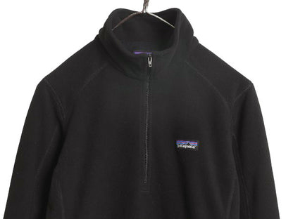 パタゴニア マイクロD ハーフジップ フリース プルオーバー レディース S 古着 19年製 ロンT 長袖 Tシャツ ハイネック アウトドア ブラック