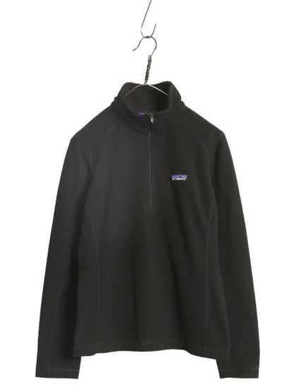 パタゴニア マイクロD ハーフジップ フリース プルオーバー レディース S 古着 19年製 ロンT 長袖 Tシャツ ハイネック アウトドア ブラック
