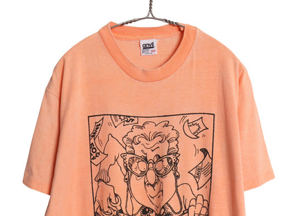 90s USA製 ジョーク イラスト プリント 半袖 Tシャツ メンズ レディース L 程/ オールド シングルステッチ ヘビーウェイト コットン アート