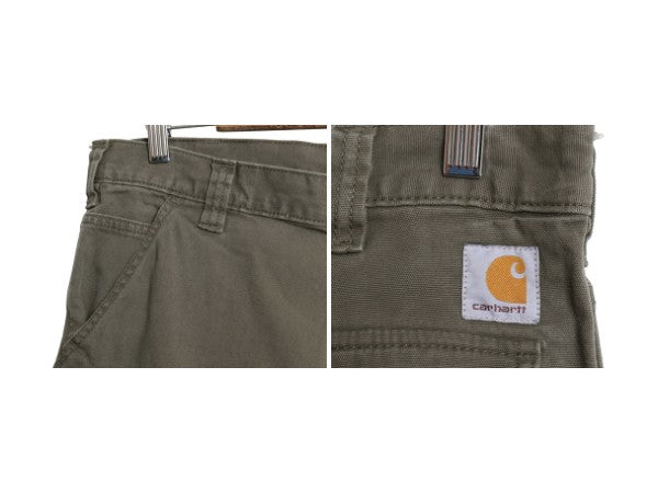 US企画 カーハート キャンバス カーゴ ショートパンツ メンズ 34 / ワーク ショーツ 短パン ストレッチ コットン ダック シンプル カーキ