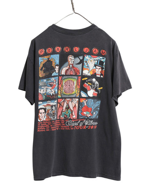 10s ★ パールジャム ツアー イラスト プリント Tシャツ メンズ M / 古着 オールド 当時物 バンド ロック グランジ アート グラフィック 黒