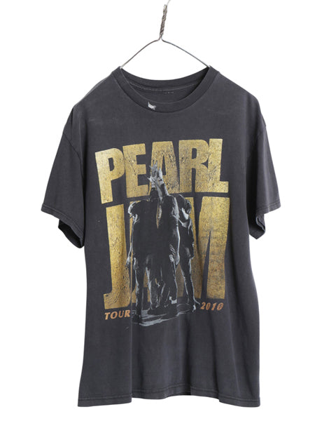10s ★ パールジャム ツアー イラスト プリント Tシャツ メンズ M / 古着 オールド 当時物 バンド ロック グランジ アート グラフィック 黒