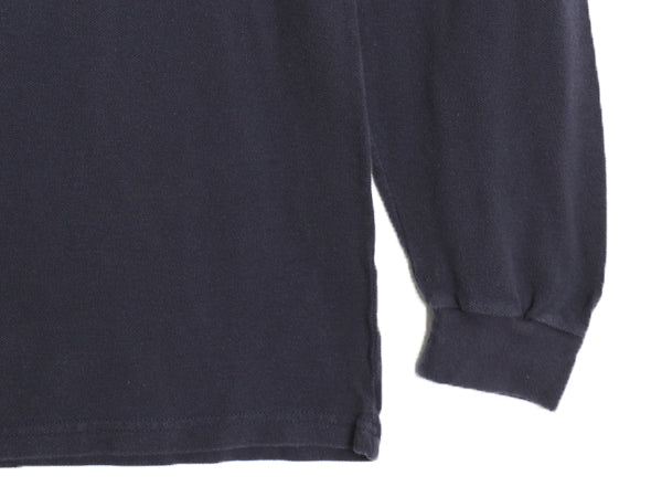 90s ポロ ラルフローレン 鹿の子 長袖 Tシャツ メンズ L 古着 オールド ロンT ロングスリーブ コットン ワンポイント カットソー ネイビー