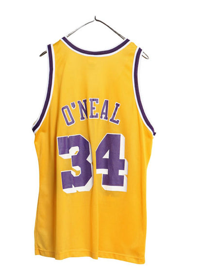 90s レイカーズ メッシュ タンクトップ メンズ XL 程 オールド NBA オフィシャル シャック チャンピオン ユニフォーム バスケ 大きいサイズ