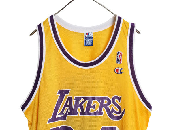 90s レイカーズ メッシュ タンクトップ メンズ XL 程 オールド NBA オフィシャル シャック チャンピオン ユニフォーム バスケ 大きいサイズ