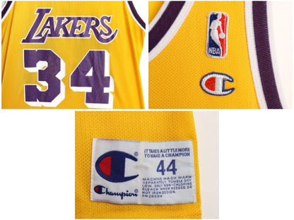 90s レイカーズ メッシュ タンクトップ メンズ XL 程 オールド NBA オフィシャル シャック チャンピオン ユニフォーム バスケ 大きいサイズ