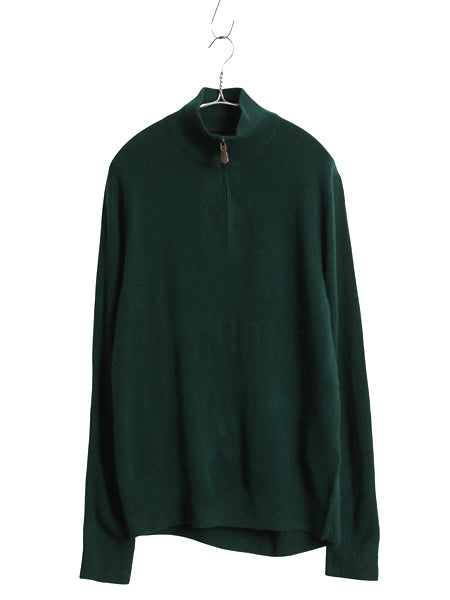 ポロ ラルフローレン ハーフジップ ニット セーター メンズ S 古着 長袖ニット ウール ハイゲージ ポニー無し 無地 ハイネック シンプル 緑