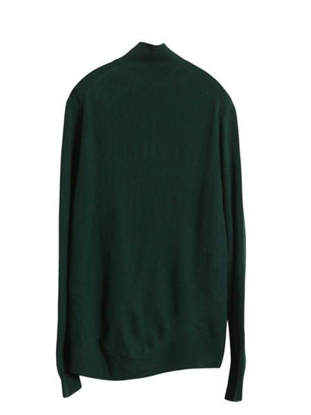 ポロ ラルフローレン ハーフジップ ニット セーター メンズ S 古着 長袖ニット ウール ハイゲージ ポニー無し 無地 ハイネック シンプル 緑