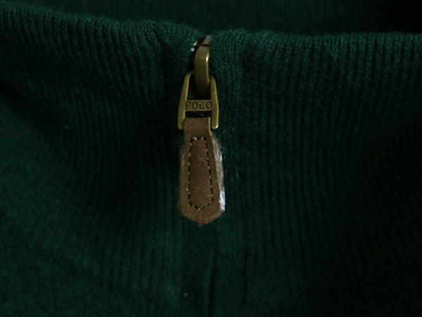 ポロ ラルフローレン ハーフジップ ニット セーター メンズ S 古着 長袖ニット ウール ハイゲージ ポニー無し 無地 ハイネック シンプル 緑