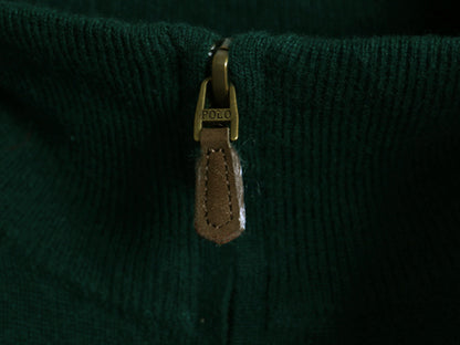 ポロ ラルフローレン ハーフジップ ニット セーター メンズ S 古着 長袖ニット ウール ハイゲージ ポニー無し 無地 ハイネック シンプル 緑