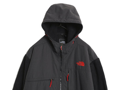 ノースフェイス フード付き デナリ ジャケット メンズ XL / フリース チェック ナイロン パーカー ジャンパー フルジップ 大きいサイズ 黒