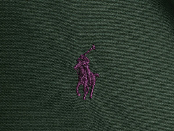 00s ラルフローレン 長袖 ボタンダウン シャツ メンズ M オールド ポロ CLASSIC FIT コットン ワンポイント ポニー 刺繍 BD ダークグリーン