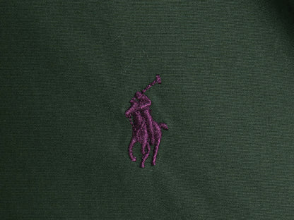00s ラルフローレン 長袖 ボタンダウン シャツ メンズ M オールド ポロ CLASSIC FIT コットン ワンポイント ポニー 刺繍 BD ダークグリーン