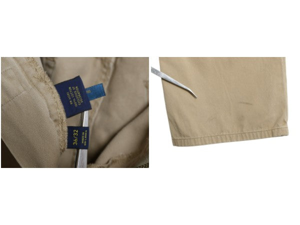 ポロ ラルフローレン チノ パンツ メンズ 36 32 / ノータック ストレート コットン チノパン ボトムス スラックス カーキ ベージュ TALON