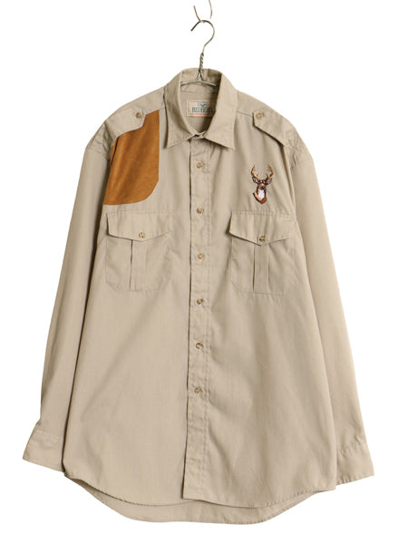80s 90s レッドヘッド ハンティング 長袖 シャツ メンズ L 程 古着 ヴィンテージ アウトドア シューティング サファリ スウェード レザー