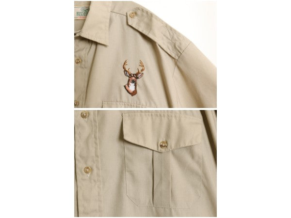 80s 90s レッドヘッド ハンティング 長袖 シャツ メンズ L 程 古着 ヴィンテージ アウトドア シューティング サファリ スウェード レザー