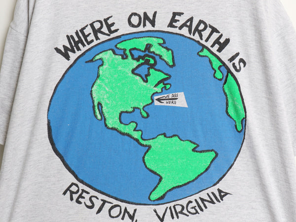 90s USA製 企業 アート メッセージ イラスト プリント Tシャツ メンズ XXL / オールド グラフィック ヘビーウェイト 地球 大きいサイズ 灰