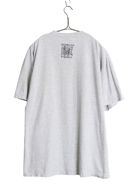 90s USA製 企業 アート メッセージ イラスト プリント Tシャツ メンズ XXL / オールド グラフィック ヘビーウェイト 地球 大きいサイズ 灰