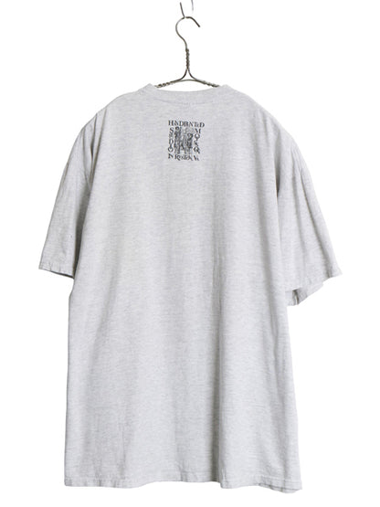 90s USA製 企業 アート メッセージ イラスト プリント Tシャツ メンズ XXL / オールド グラフィック ヘビーウェイト 地球 大きいサイズ 灰