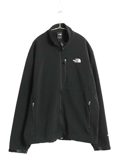 US企画 ノースフェイス APEX ソフトシェル ジャケット メンズ XL アウトドア フルジップ 裏 フリース ストレッチ ジャンパー 防風 ブラック