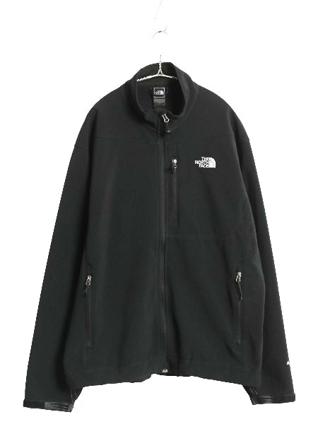 US企画 ノースフェイス APEX ソフトシェル ジャケット メンズ XL アウトドア フルジップ 裏 フリース ストレッチ ジャンパー 防風 ブラック