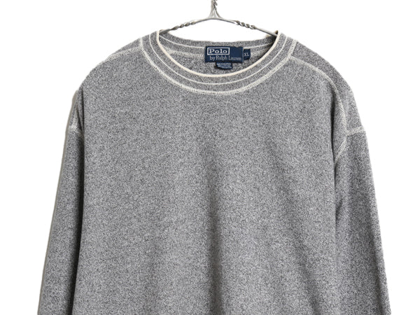 90s ポロ ラルフローレン 長袖 Tシャツ メンズ XL オールド ヴィンテージ モデル カットソー ヘビーウェイト ストレッチ 大きいサイズ 杢灰