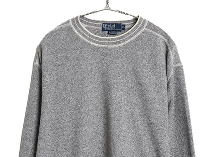 90s ポロ ラルフローレン 長袖 Tシャツ メンズ XL オールド ヴィンテージ モデル カットソー ヘビーウェイト ストレッチ 大きいサイズ 杢灰