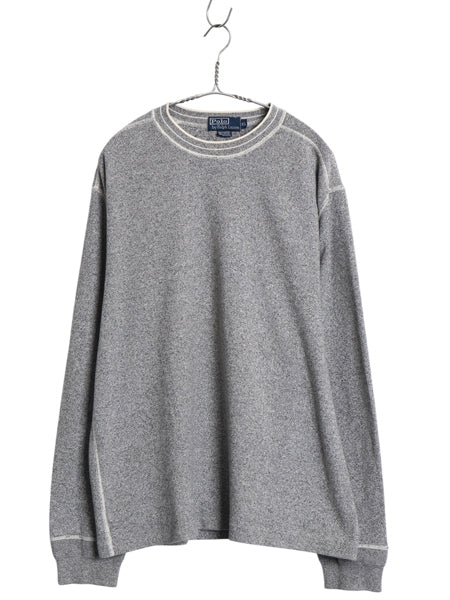 90s ポロ ラルフローレン 長袖 Tシャツ メンズ XL オールド ヴィンテージ モデル カットソー ヘビーウェイト ストレッチ 大きいサイズ 杢灰