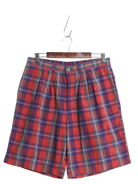 90s オールド ギャップ チェック ショートパンツ メンズ 33 デカタグ 紺タグ コットン ショーツ 短パン ツータック ボトムス マルチカラー