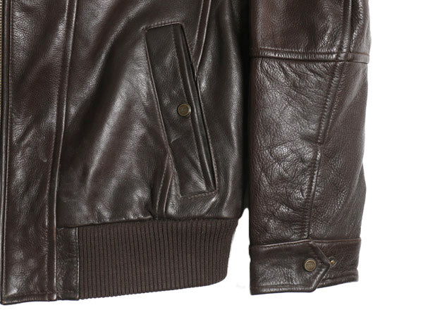90s マークニューヨーク 本革 レザー ジャケット メンズ M / オールド 革ジャン 中綿 キルティング ブルゾン ジャンパー フルジップ 濃茶