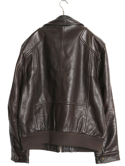 90s マークニューヨーク 本革 レザー ジャケット メンズ M / オールド 革ジャン 中綿 キルティング ブルゾン ジャンパー フルジップ 濃茶