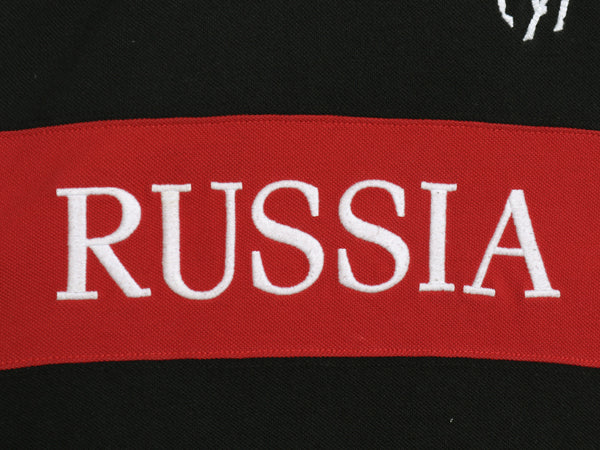 ビッグポニー ポロ ラルフローレン 鹿の子 半袖 ポロシャツ メンズ L 半袖シャツ コットン ナンバリング ロシア代表 国旗 スリム ブラック