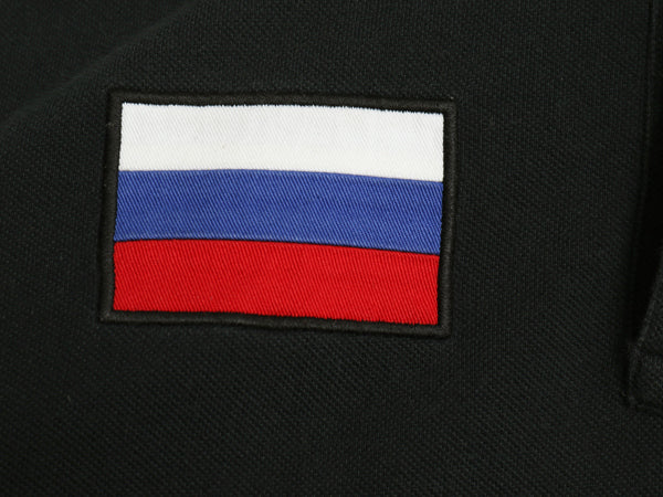 ビッグポニー ポロ ラルフローレン 鹿の子 半袖 ポロシャツ メンズ L 半袖シャツ コットン ナンバリング ロシア代表 国旗 スリム ブラック