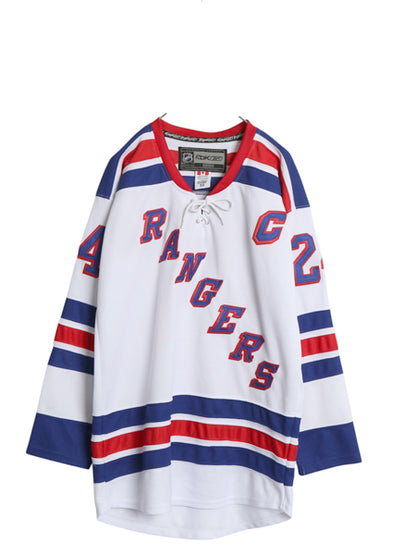 レンジャーズ メッシュ ホッケー ジャージ メンズ XXL 程/ NHL オフィシャル リーボック アイスホッケー ユニフォーム 大きいサイズ 重ね着