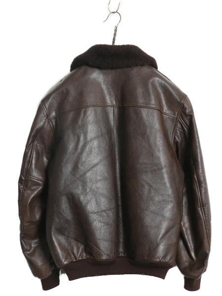 90s USA製 ★ エルエルビーン G-1 タイプ 本革 レザー フライト ジャケット メンズ M / オールド 革ジャン ボア ライナー付き ボンバー 茶