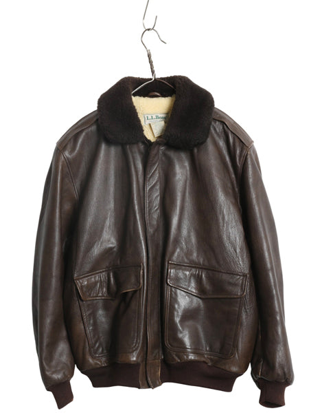 90s USA製 ★ エルエルビーン G-1 タイプ 本革 レザー フライト ジャケット メンズ M / オールド 革ジャン ボア ライナー付き ボンバー 茶