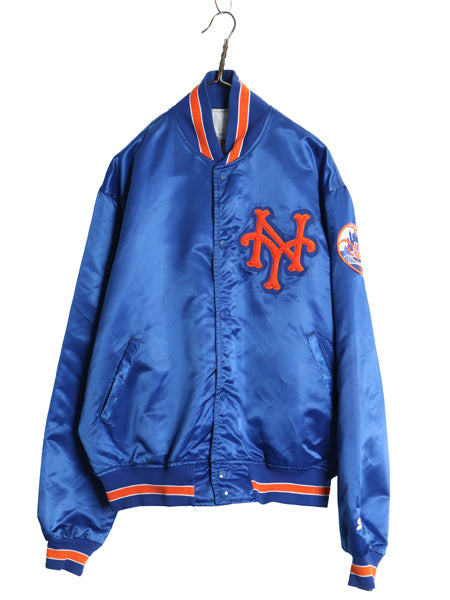 90s USA製 メッツ ナイロン サテン スタジャン メンズ XL オールド MLB オフィシャル スターター 中綿 キルティング ライナー 大きいサイズ