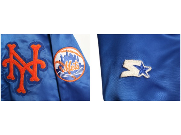 90s USA製 メッツ ナイロン サテン スタジャン メンズ XL オールド MLB オフィシャル スターター 中綿 キルティング ライナー 大きいサイズ