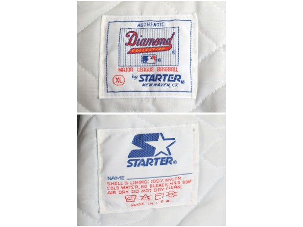 90s USA製 メッツ ナイロン サテン スタジャン メンズ XL オールド MLB オフィシャル スターター 中綿 キルティング ライナー 大きいサイズ