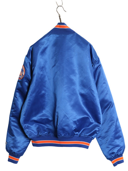 90s USA製 メッツ ナイロン サテン スタジャン メンズ XL オールド MLB オフィシャル スターター 中綿 キルティング ライナー 大きいサイズ