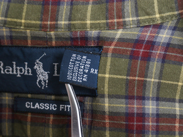 00s ラルフローレン チェック 長袖 ボタンダウン シャツ メンズ S オールド ポロ CLASSIC FIT コットン ワンポイント ポニー マルチカラー