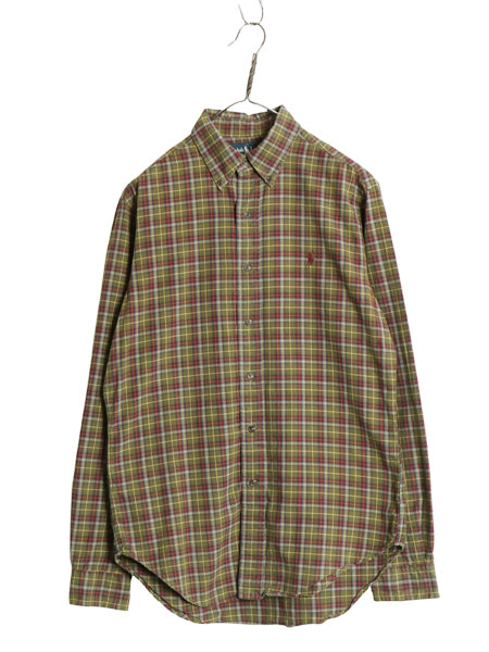 00s ラルフローレン チェック 長袖 ボタンダウン シャツ メンズ S オールド ポロ CLASSIC FIT コットン ワンポイント ポニー マルチカラー