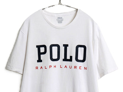 ポロ ラルフローレン プリント 半袖 Tシャツ メンズ XL 古着 スリムフィット カットソー コットン シングルステッチ 大きいサイズ ホワイト