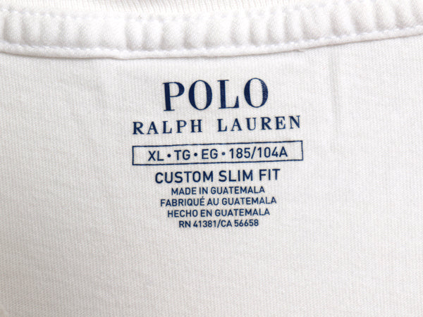 ポロ ラルフローレン プリント 半袖 Tシャツ メンズ XL 古着 スリムフィット カットソー コットン シングルステッチ 大きいサイズ ホワイト