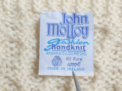 90s アイランド製 JOHN MOLLOY フィッシャーマン ウール ニット カーディガン レディース XL / オールド ハンドメイド ケーブル ナチュラル