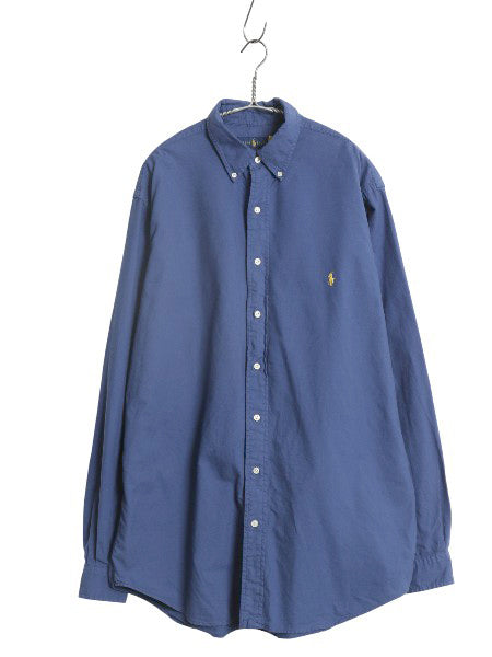 ラルフローレン 長袖 ボタンダウン シャツ メンズ L / ポロ オックスフォード 長袖シャツ コットン ワンポイント ワイシャツ カジュアル 青