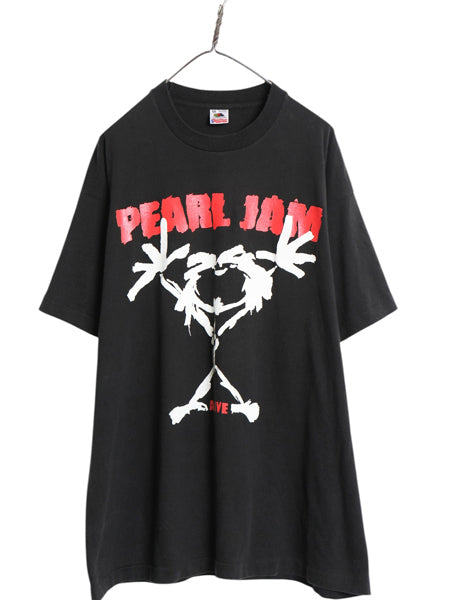 90s USA製 ★ パールジャム イラスト プリント Tシャツ メンズ XXL / オールド 当時物 バンド ロック グランジ キャラ シングルステッチ 黒
