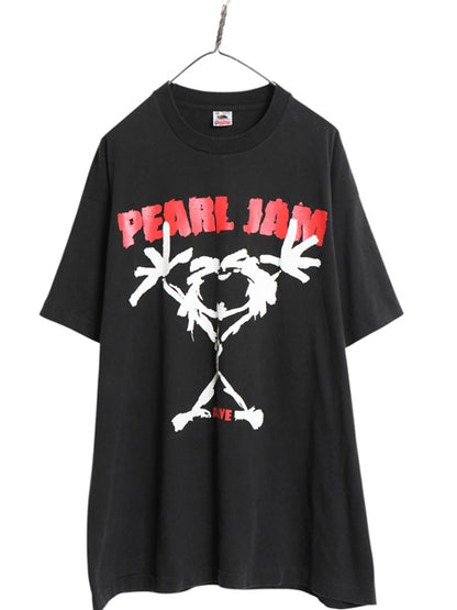 90s USA製 ★ パールジャム イラスト プリント Tシャツ メンズ XXL / オールド 当時物 バンド ロック グランジ キャラ シングルステッチ 黒